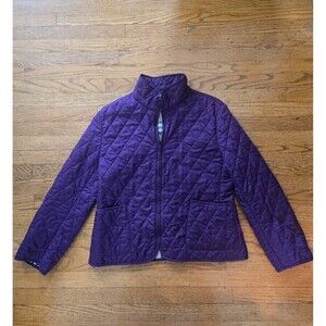 Burberry London Full Zip Quilted Jacket Coat Purple Nova Check Womens Size Large